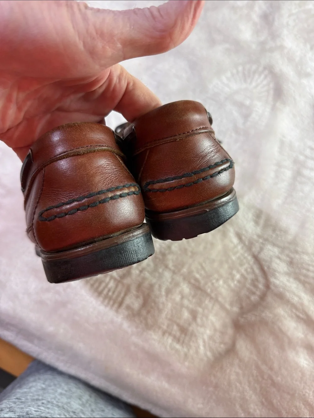 ⭐️Vtg Quoddy Men's Handsewn Leather Boat Shoes Moccasins Brown SZ 9M